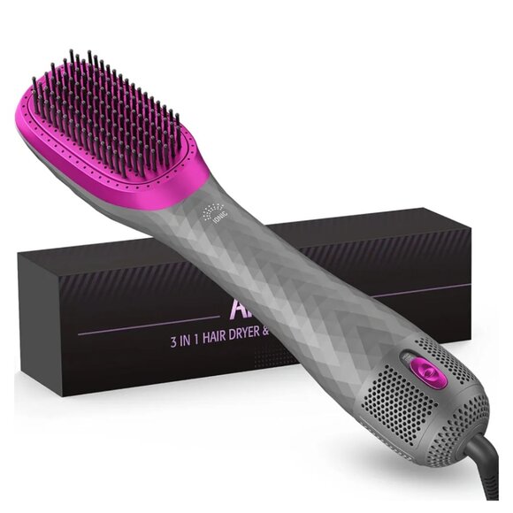 APOKE 3 in 1 Hair Dryer & Straightener Brush - Picture 1 of 3